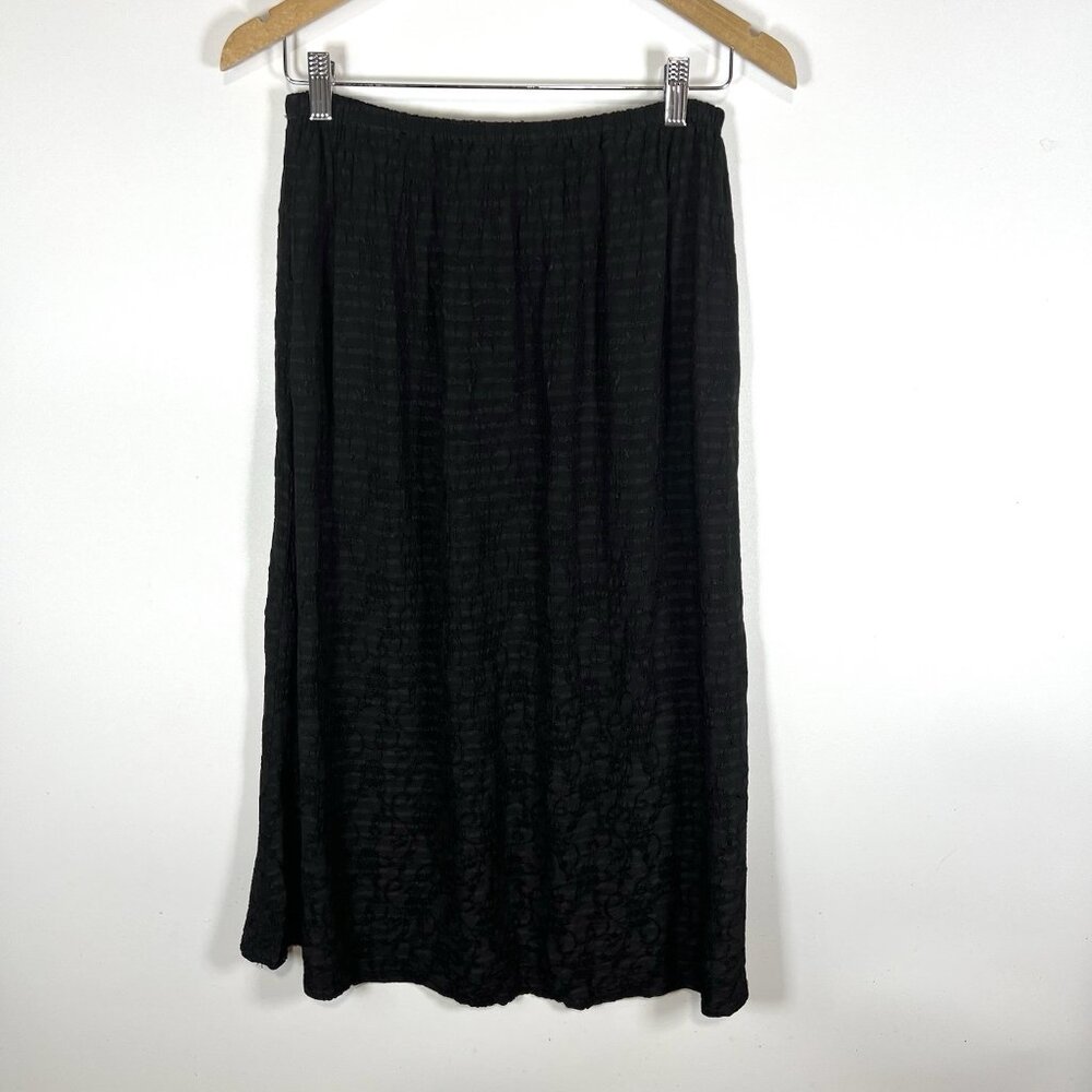 CP Shades Skirt‎ Women Large Black Sausalito Crinkle Maxi Boho Lagenlook VTG